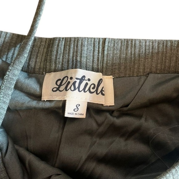 Listicle Olive Green Ruffle Two-Piece Set | Crop Top & Wide Leg Pants SZ‎ SMants - Picture 4 of 7